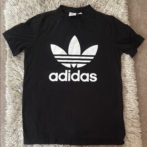 Adidas Black Tee with White Trefoil Logo
